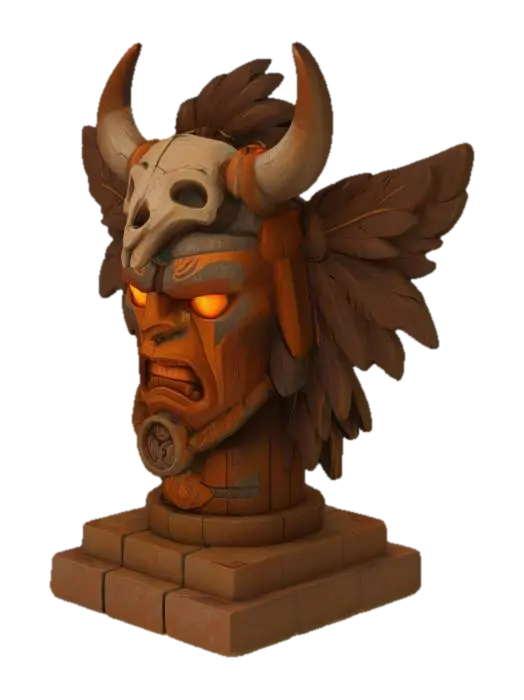 Orc shaman totem 3D model, vytvořený pomocí AI