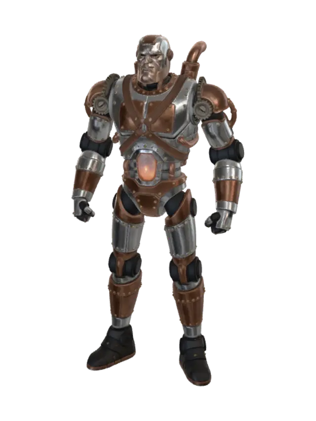 Create a male robot. He is steam punk masculine chad robot. no weapons , no items… 3D model, vytvořený pomocí AI