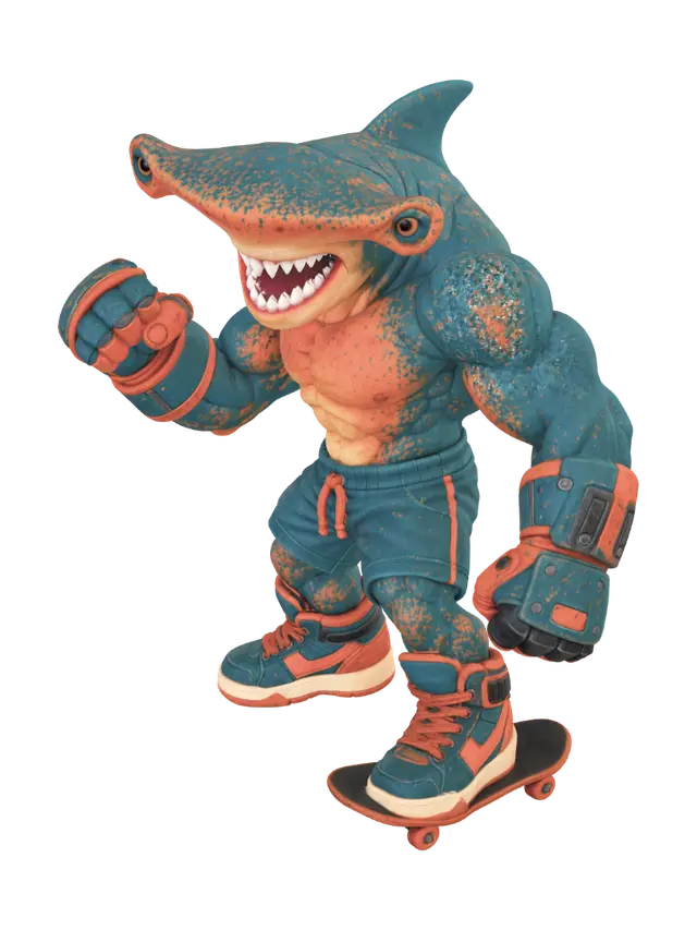 Donny's street shark - Gauntlets 3D model, vytvořený pomocí AI