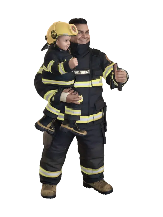 Firefighter and Child - Courage 3D model, vytvořený pomocí AI