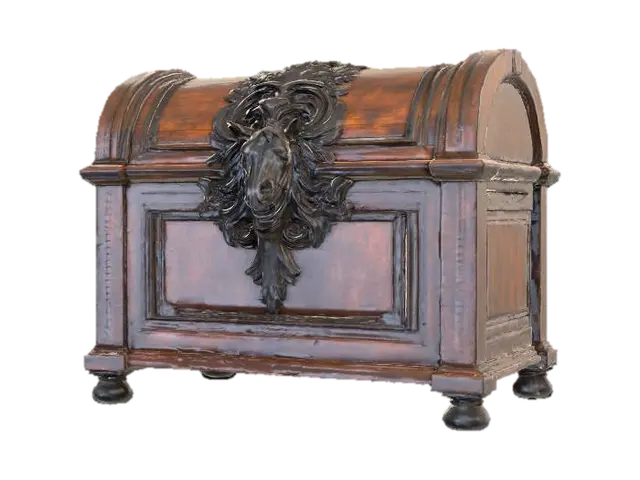 3D model for Create a realistic 3D model of an elegant, closed wooden chest with a slightly eerie Halloween atmosphere.
The chest appears aged and mysterious, with a dark, rich wooden texture showing subtle wear and patina.
On the front, there is a finely detailed relief of a horse’s head — carved deeply into the wood, expressive, almost lifelike, as if watching you.
The design is sophisticated and old-fashioned, with no unnecessary ornaments, no shiny metal parts.
The lighting should feel dim and moody, like candlelight or moonlight, casting soft shadows that emphasize the horse relief.
The overall style should blend gothic elegance with a hint of haunting mystery — beautiful, timeless, and slightly unsettling.