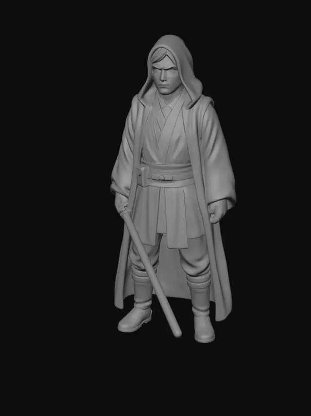 3D model for Hooded Jedi with Blue Lightsaber