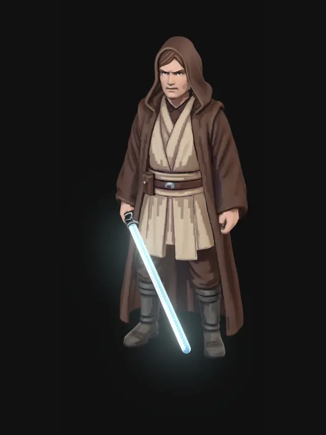 3D model for Hooded Jedi with Blue Lightsaber