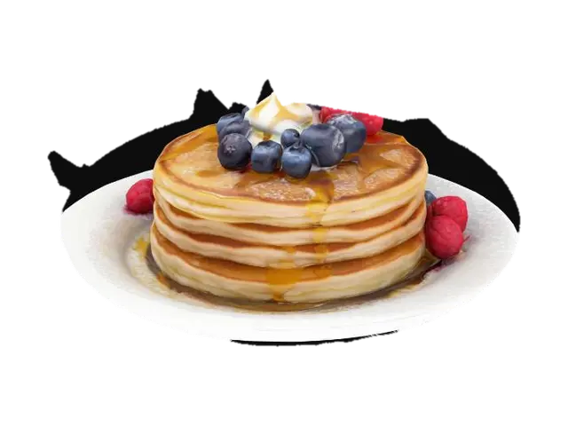 Auf einem weißen Teller liegen goldbraune Pfannkuchen mit knuspriger Außenseite und… - Cream 3D model, vytvořený pomocí AI