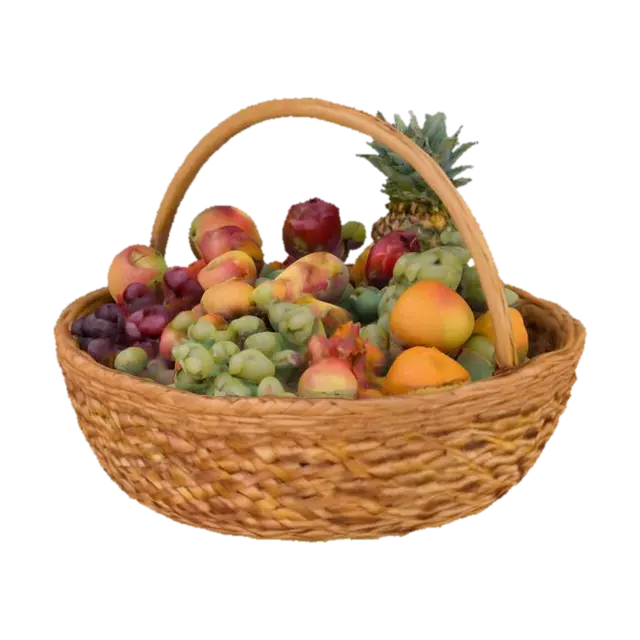 Fruit Basket Abundance - Stilllife 3D model, vytvořený pomocí AI