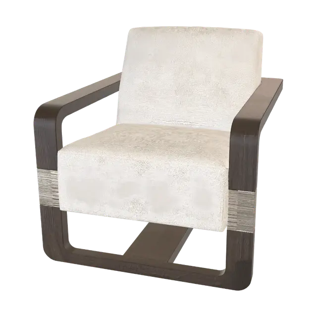 3D model for Sculpted Wooden Armchair with Beige Upholstery