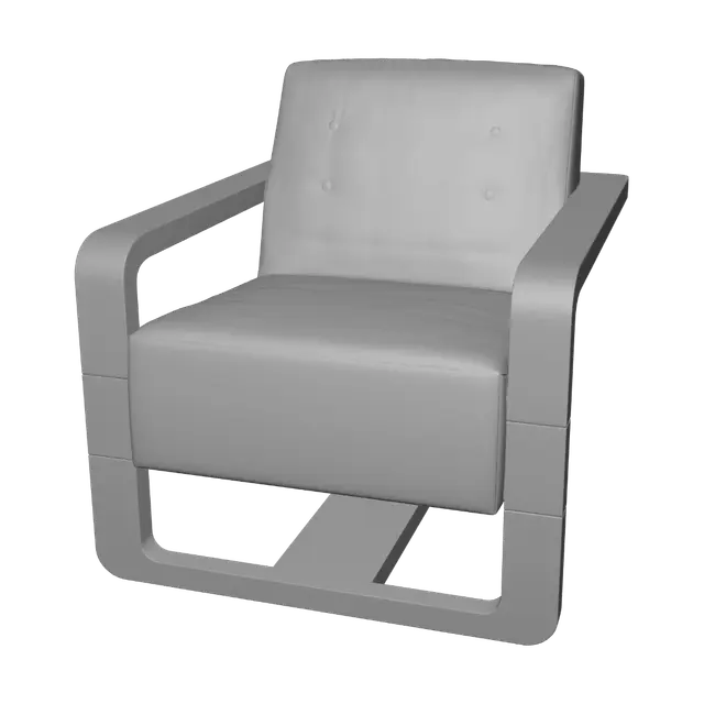 3D model for Sculpted Wooden Armchair with Beige Upholstery