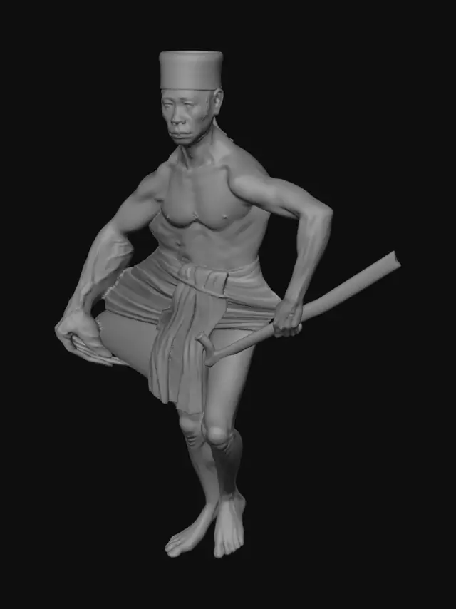 3D model for Portrait of a Malay man with traditional headgear and a sword