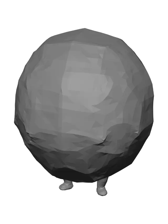 3D model for cute round mint green blob creature, big sparkly innocent eyes, tiny happy smile, small stubby feet, soft pastel colors, low poly stylized cartoon game character