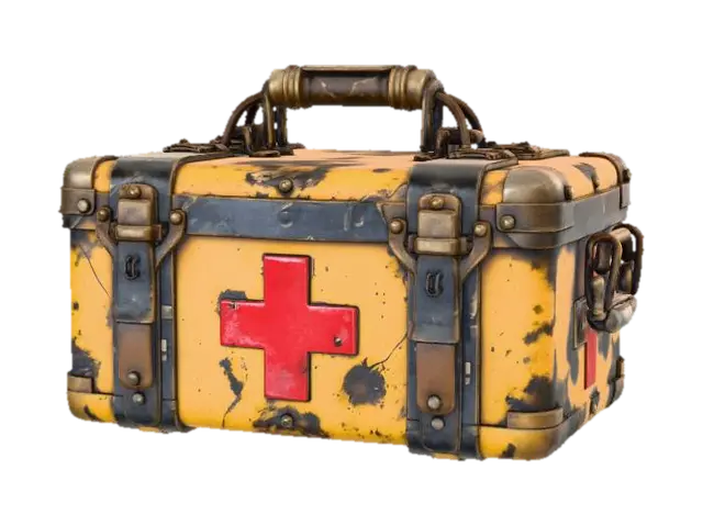 Steampunk First Aid Kit 3D model, vytvořený pomocí AI