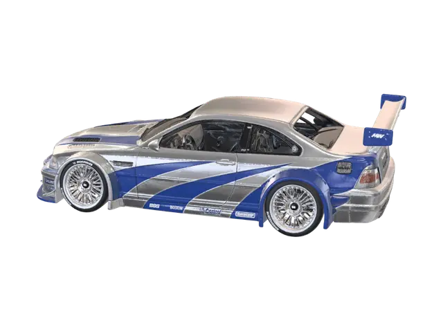 BMW M3 E46 GTR NFS MW 3D model, vytvořený pomocí AI