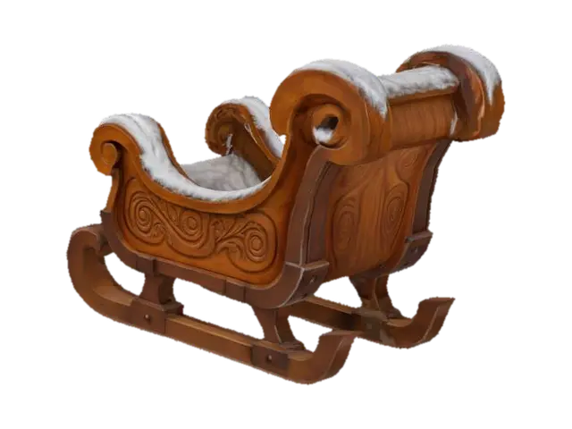 Snowy Sleigh Fantasy 3D model, vytvořený pomocí AI