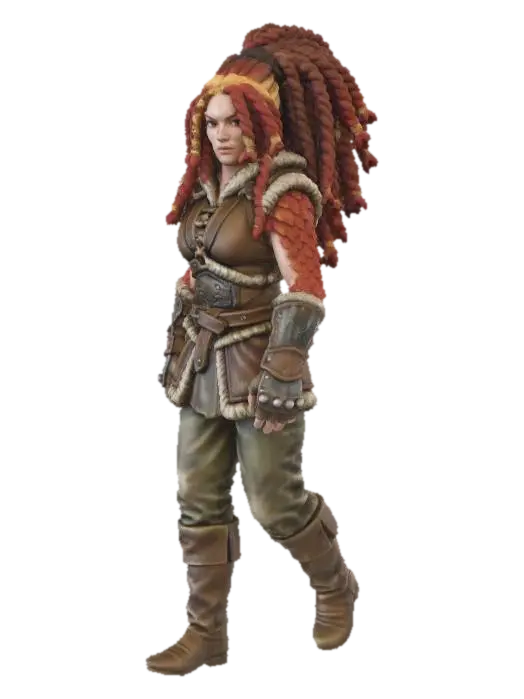 Modello 3D Crimson Dreadlock Warrior, generato dall’IA