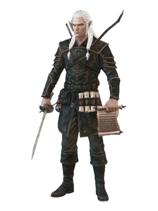 Modèle 3D Elven Ranger with Scroll - Zairon Spell Thief, généré par IA