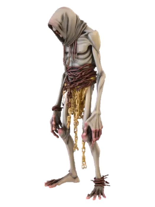 A standing tall human like male, extreamly skinny figure, really Hunchback , the spine… - Thin 3D model, vytvořený pomocí AI