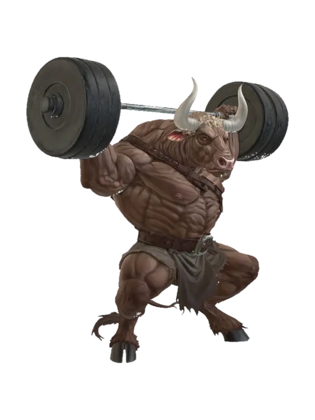 Powerlifting Minotaur - Dumbbell 3D model, vytvořený pomocí AI