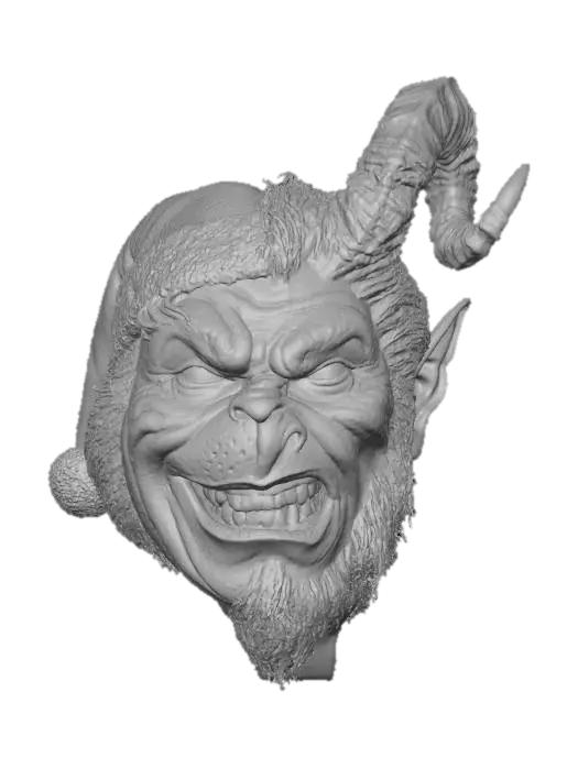 3D model for one face. left half Grinch right side Krampus , #Christmas2025#