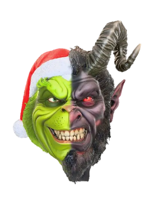 3D model for one face. left half Grinch right side Krampus , #Christmas2025#