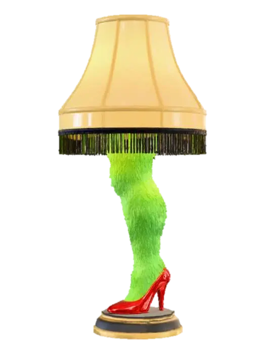 Leg lamp in high heels but its the grinches leg, #Christmas2025# - Grinch 3D model, vytvořený pomocí AI