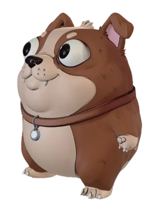 Chubbs the Bulldog - Mutt 3D model, vytvořený pomocí AI