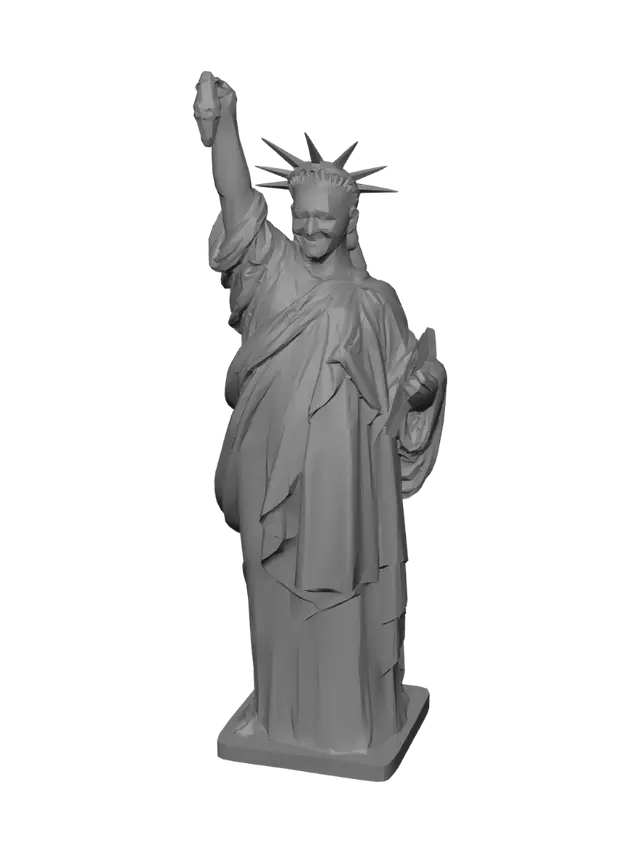 3D model for just substitute the liberty statue head by the head in the other image and create a brazilian flag inspired texture for the statue