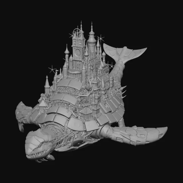 3D model for Clockwork Turtle Over Floating Cities