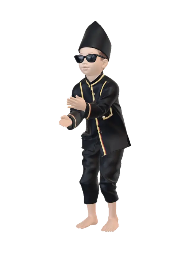 Tiny Shadow Warrior - Chibiart 3D model, vytvořený pomocí AI