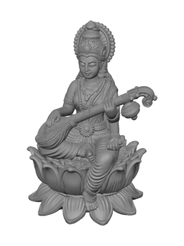 3D model for Saraswati on a Lotus with Veena
