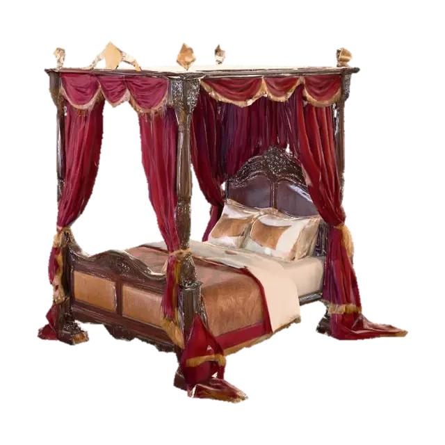 Medieval bed 3D model, AI generated