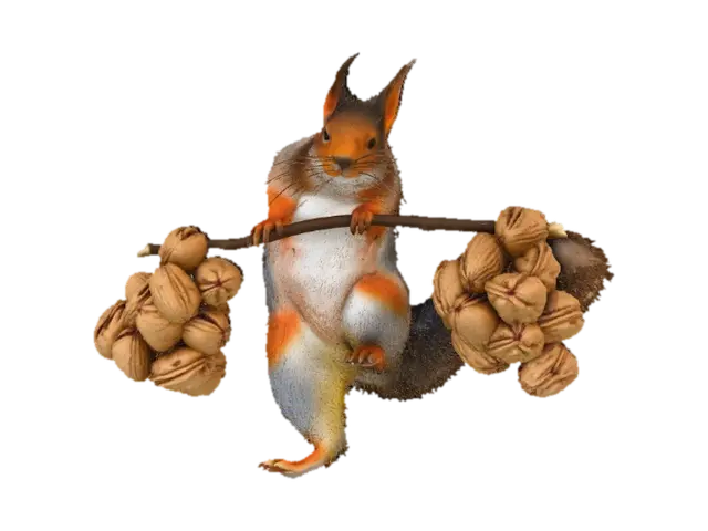 Squirrel Weightlifting 3D model, vytvořený pomocí AI