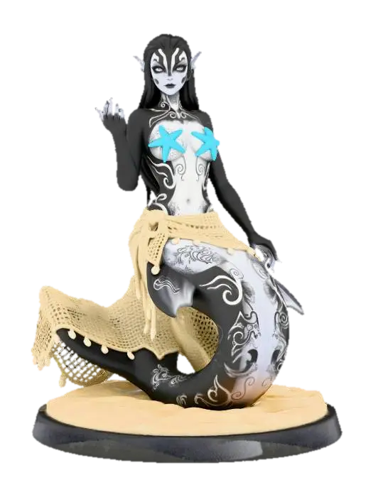 Orcana the Mermaid 3D model, vytvořený pomocí AI