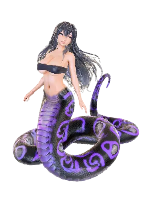 Violet Serpent Siren - Lamia 3D model, vytvořený pomocí AI
