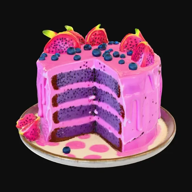 3D model for Dragon Fruit Delight Cake