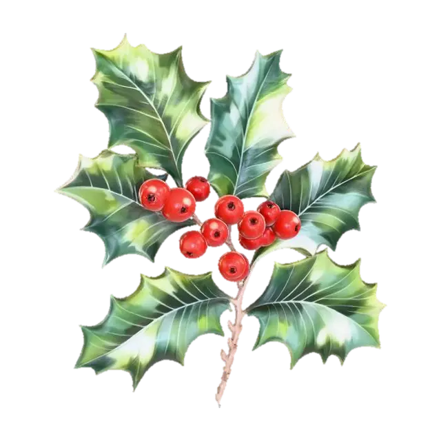 Holly Branch, #Christmas2025# - Greenery 3D model, vytvořený pomocí AI
