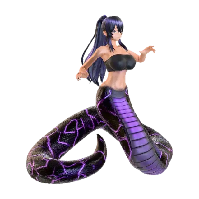 Violet Serpent Empress - Lamia 3D model, vytvořený pomocí AI