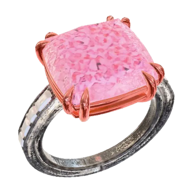 Blush Cushion Diamond Ring 3D model, vytvořený pomocí AI