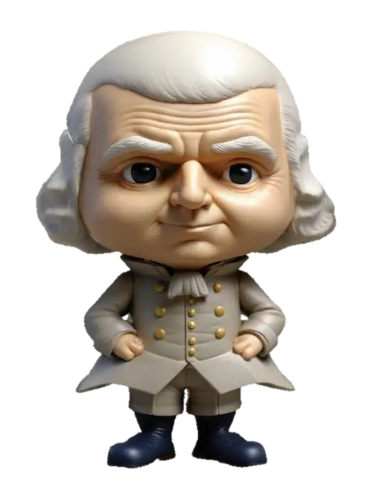 U.S. President George Washington as a Chibi character. Chibi art style. Sculpted… 3D model, vytvořený pomocí AI