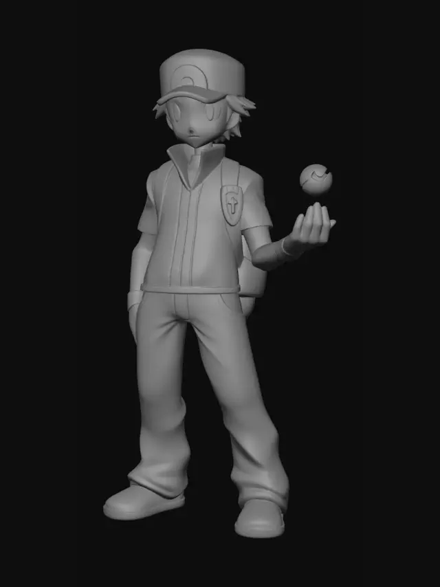 3D model for Ash Ketchum with Pokeball