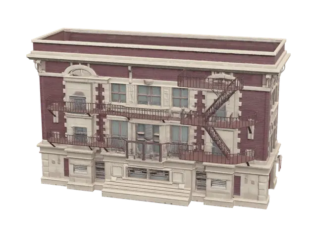 Weathered Ghostbusters Firehouse 3D model, vytvořený pomocí AI