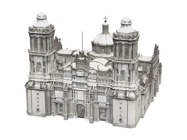 Zocalo Mexico 3D model, vytvořený pomocí AI