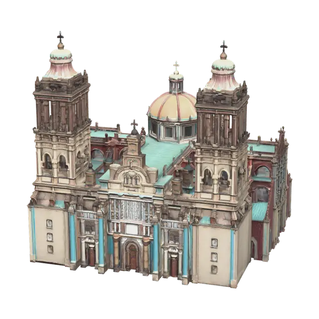 Weathered Zocalo Mexico 3D model, vytvořený pomocí AI