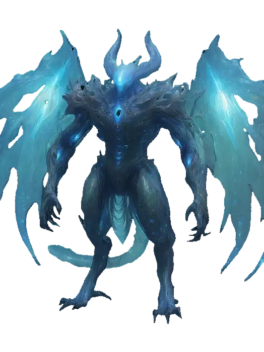 “A towering bioluminescent creature with crystalline armor plates and glowing… 3D model, vytvořený pomocí AI