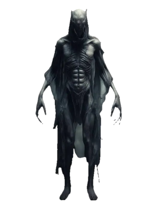 3D model for A mystical humanoid creature his legs are blades, mythical, dark eerie style