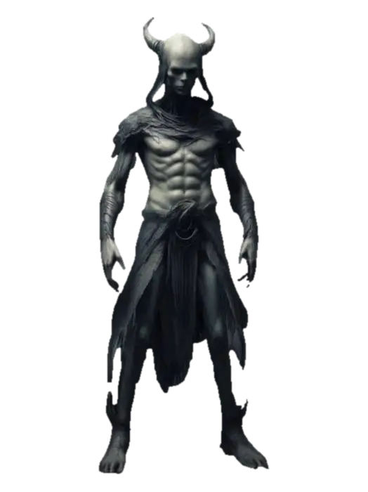 3D model for A mystical humanoid creature his legs are blades, mythical, dark eerie style