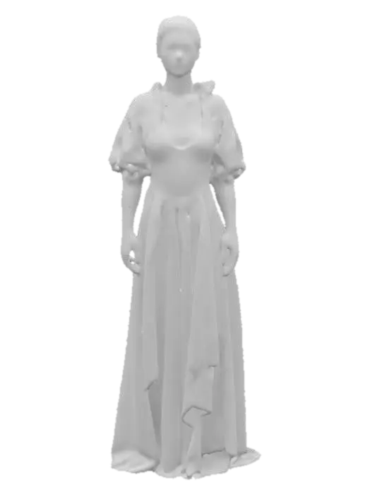3D model for Beautiful hot full body of tall female character, black and white renesance/gothic dress, braided hair, renesance/gothic style #women#