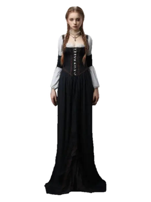 Beautiful hot full body of tall female character, renesance/gothic dress, braided hair,… - Braid 3D model, AI generated