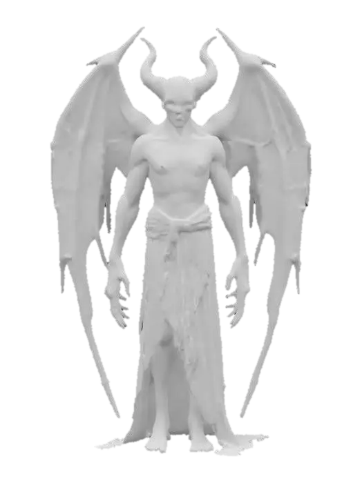 3D model for Male fairy, looking grotesque with spectral vainy wings, decaying rotting skin, dirty tattered half robe, scary look,, #game figure#
