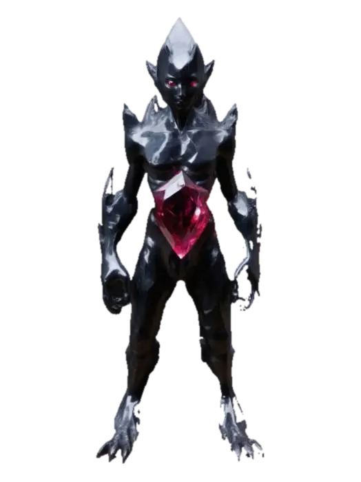 a crystalline wanderer formed in the heart of a living mountain. Its body is composed… - Ruby 3D model, vytvořený pomocí AI
