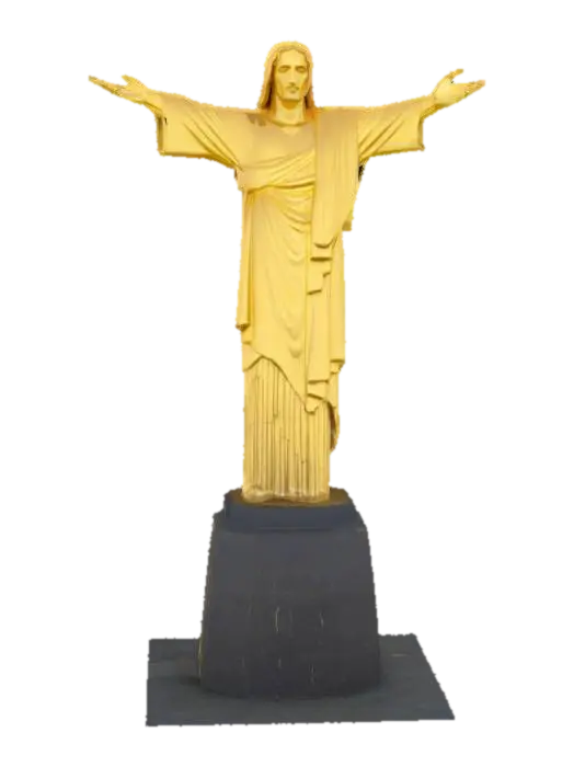 3D model for #AroundTheWorld#, Brazil Rio de Janeiro statue of Christ the Redeemer , fully covered in gold 