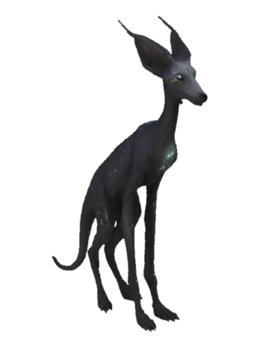 A slender, tall quadruped with elongated limbs and a tail that splits like… - Constellation 3D model, vytvořený pomocí AI